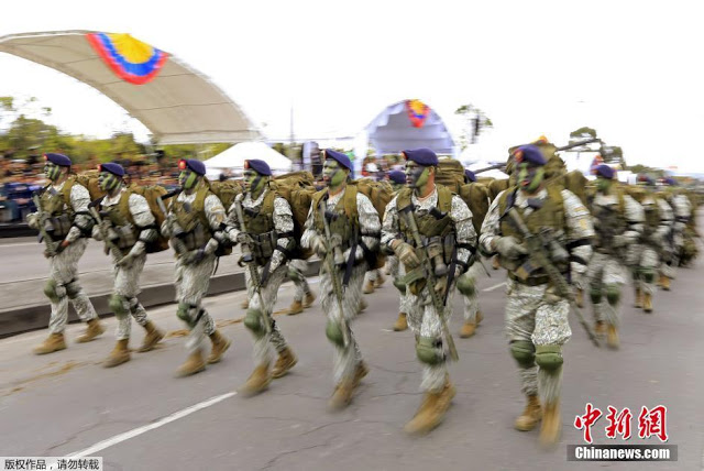 Colombian soldiers at Colombia Independence Day military parade 2