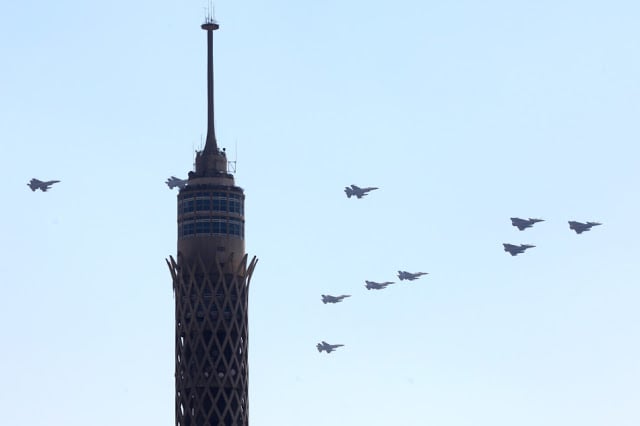 Egyptian Rafales over Cairo tower 3