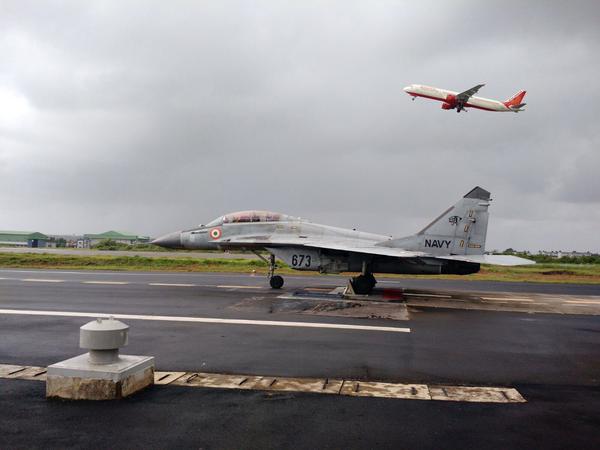 Indian Navy MiG-29K prepares for STOBAR take-off at Goa 1