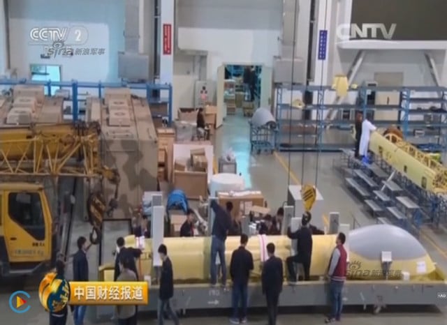 Chinese CCTV 2 channel screen grab of Pterosaurs unmanned attack drone production plant 14