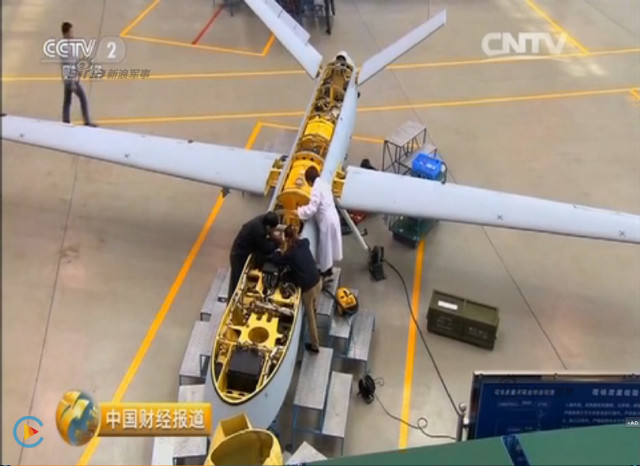 Chinese CCTV 2 channel screen grab of Pterosaurs unmanned attack drone production plant 16