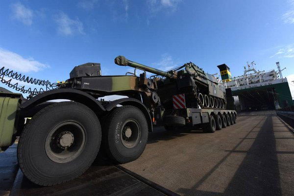 Troops and vehicles from France arrive in the UK to deploy on Exercise Griffin Strike. Crown Copyright.