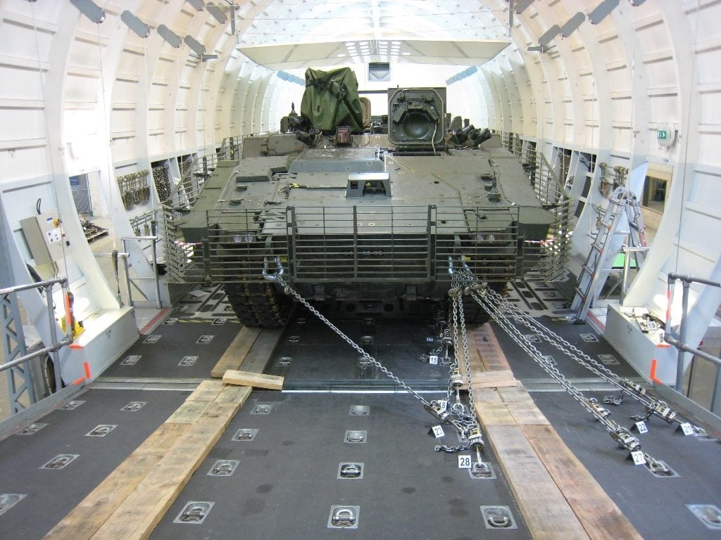 ARES loaded onto C-17A Globemaster III mock-up (c) General Dynamics United Kingdom Limited