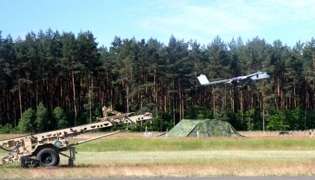 A Shadow unmanned aircraft system launches at Drawsko Pomorskie Training Area, Poland June 10 in support of Exercise Anakonda 16. Soldiers from the 10th Engineer Battalion made history, becoming the first U.S. military unit to fly a Shadow unmanned aircraft system in Poland. (Photo by Spc. Ryan Tatum) (Photo Credit: Spc. Ryan Tatum)