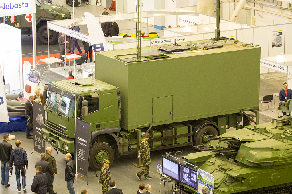 Hortyca-M mobile signals intelligence system at the Arms and Security exhibition in Kyiv. Photo by Dylan Malyasov