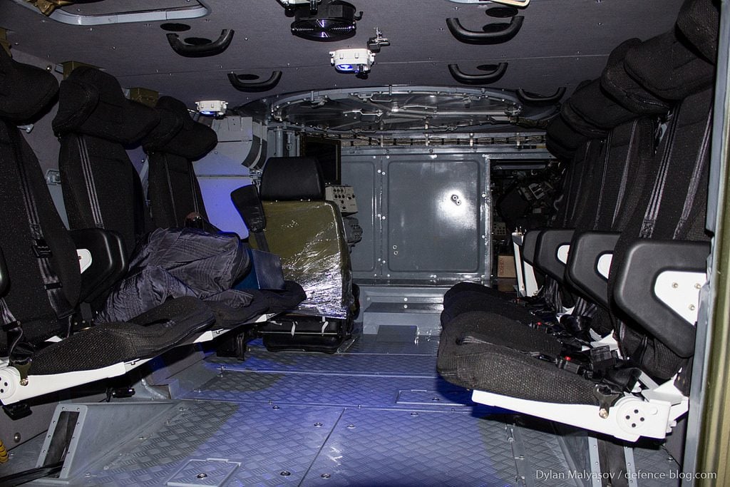 Crew compartment of the BTR-4MV1 Photo by Dylan Malyasov 