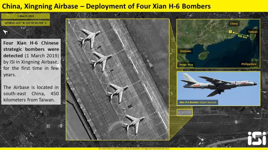 China deployed four H-6 strategic bombers 280 miles from Taiwan coasts