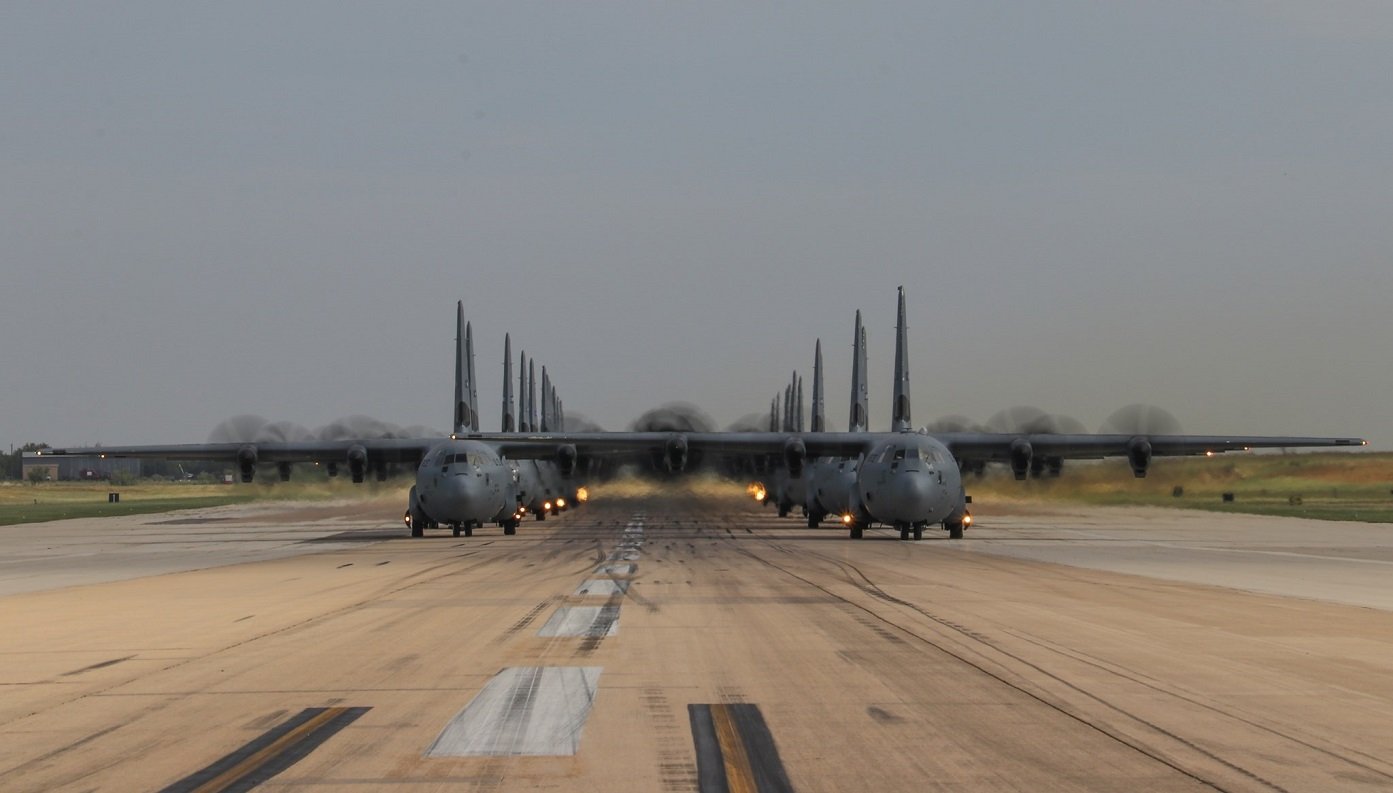 U S Air Force Launched Dozens Of C 130s In Largest Elephant Walk Exercise