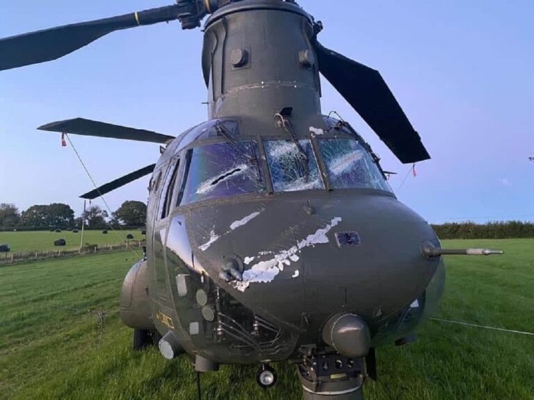 Chinook helicopter hits power line, makes emergency landing in Wales