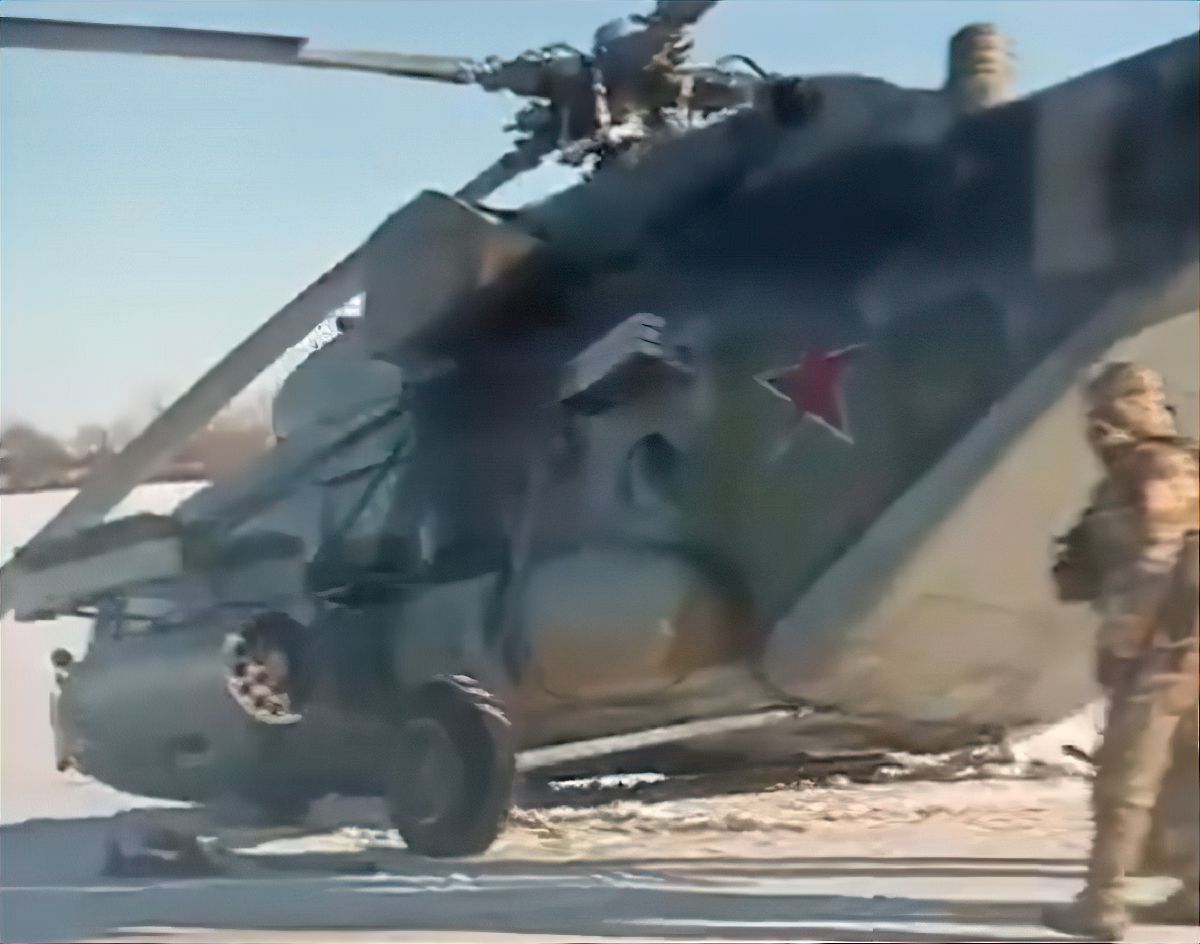 Russian military helicopter makes emergency landing on highway
