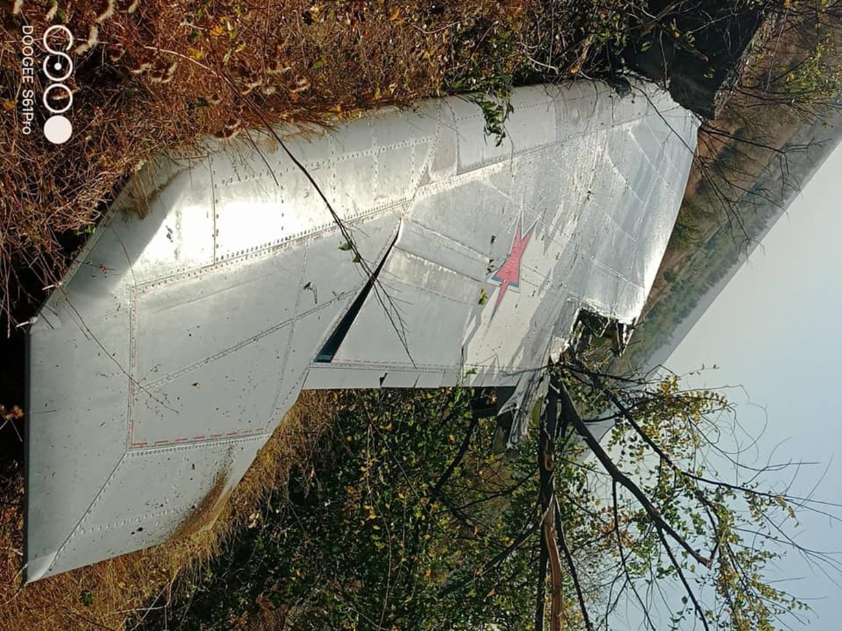 Wreckage of a next-generation S-70 drone shot down by a missile from a Su-57